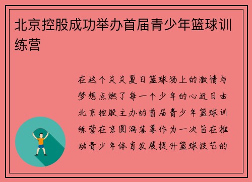 北京控股成功举办首届青少年篮球训练营